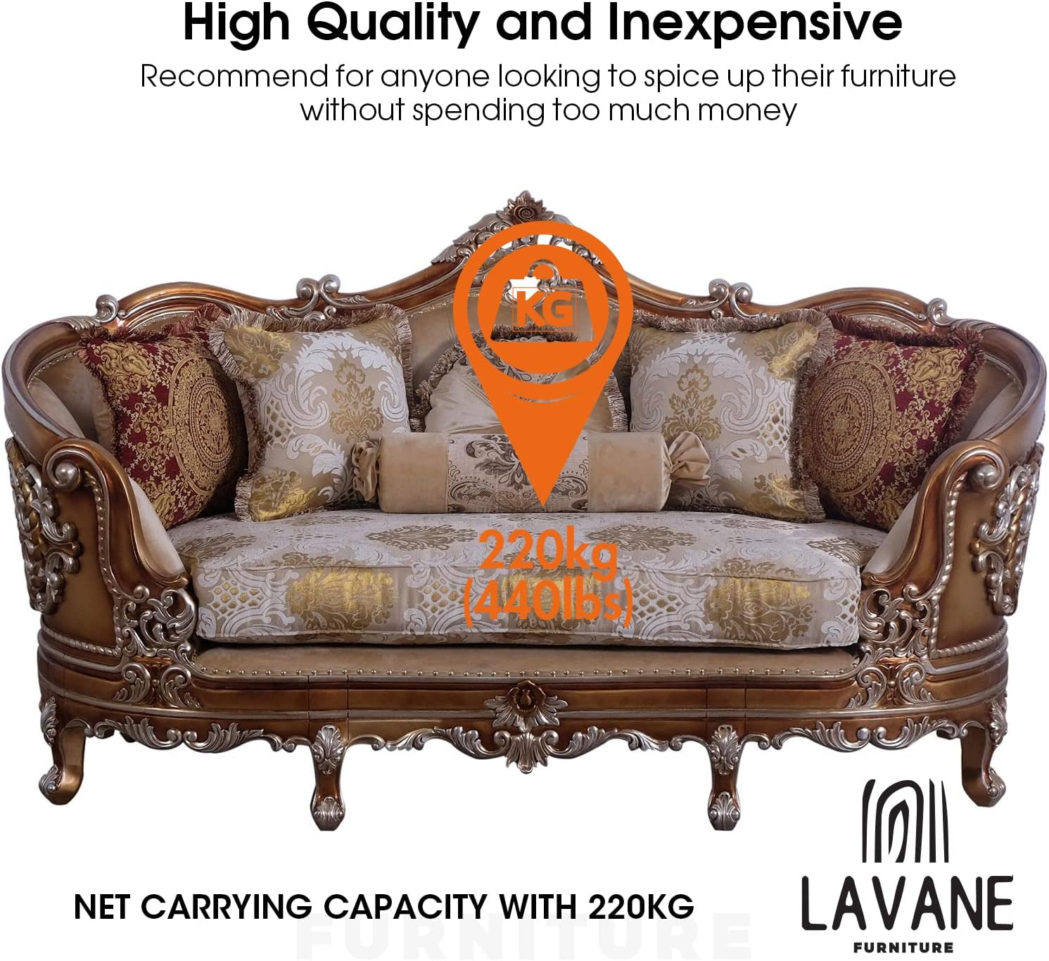 La Vane 6 inch / 15cm Wooden Furniture Legs, Set of 4 European Style Solid Wood Carving Furniture Replacement Feet Decoration for Sofa Cabinet Wardrobe Table Loveseat