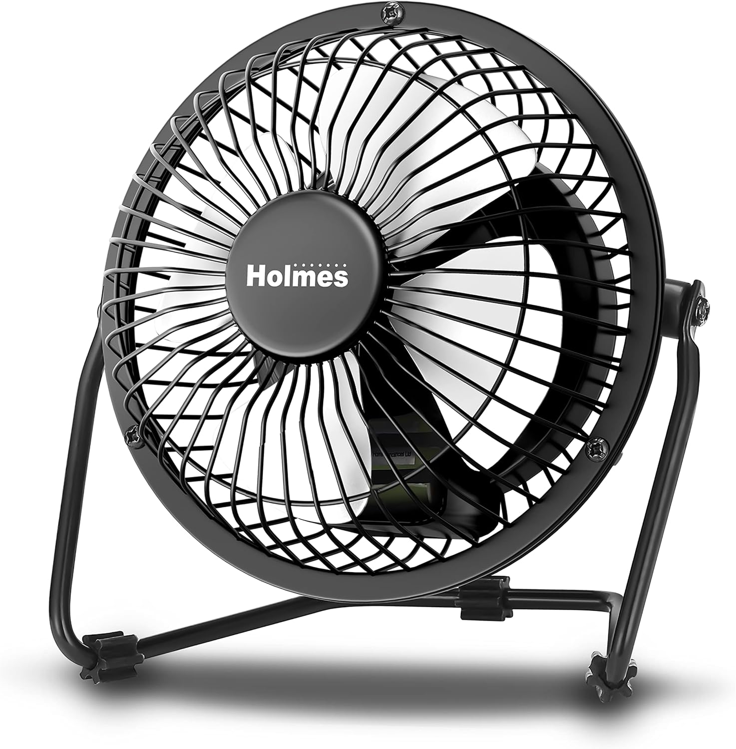 HOLMES Mini High Velocity Desk Fan 4in 4 Blade Black