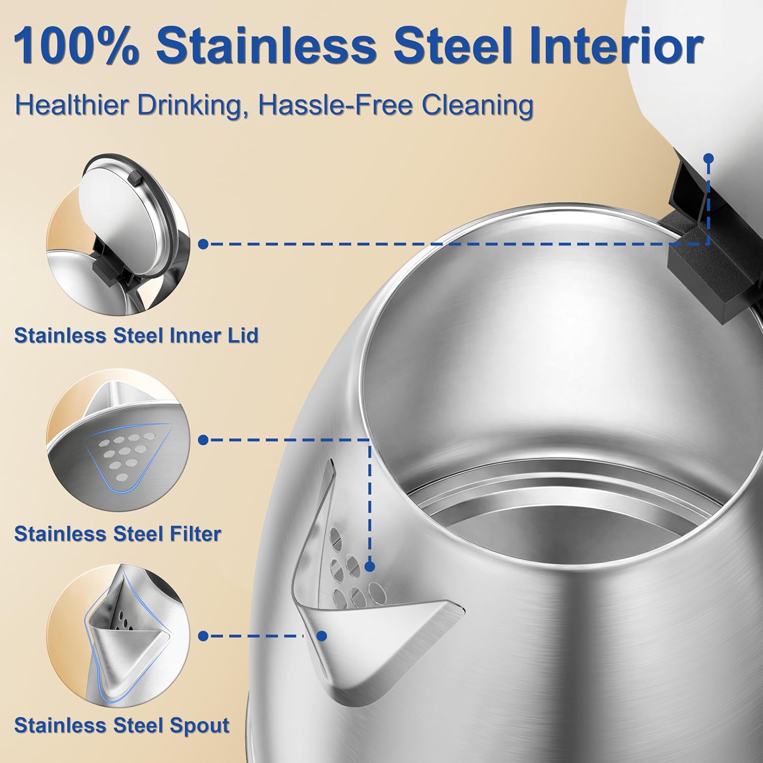 TOPWIT 2.0L Glass Electric Kettle, Hot Water Boiler, BPA-Free