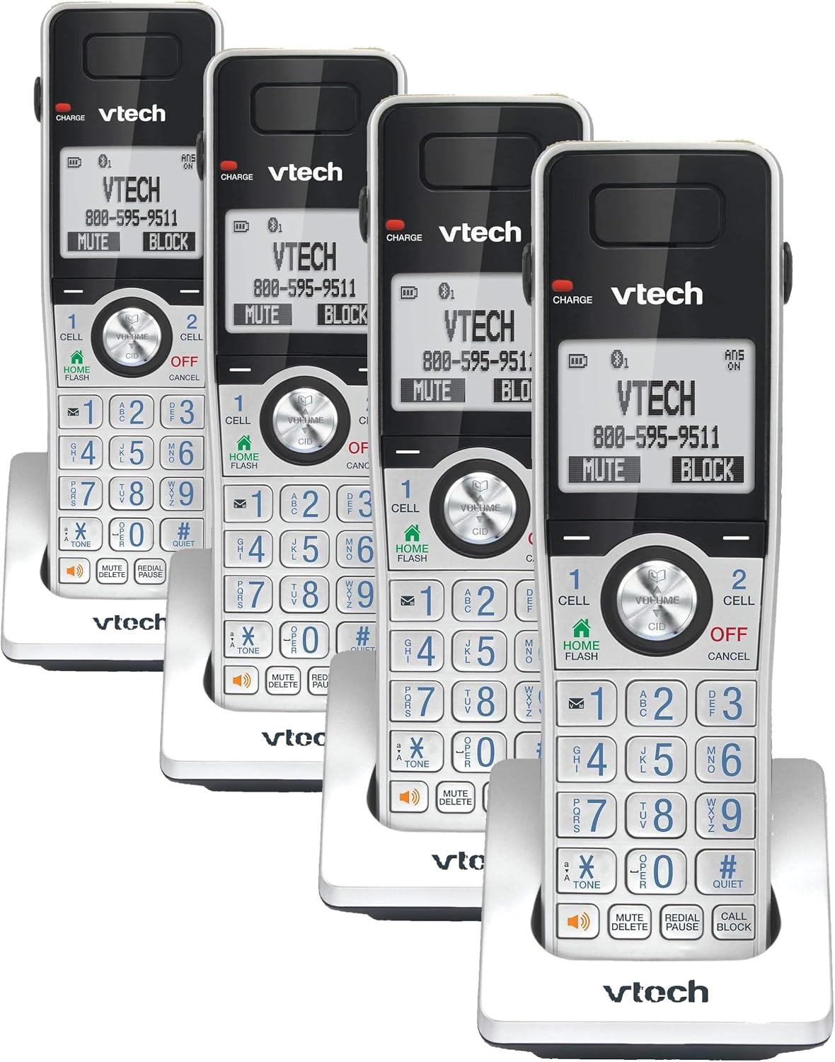 VTech IS8151-5 Super Long Range 5 Handset DECT 6.0 Cordless Phone for Home with Answering Machine, 2300 ft Range, Call Blocking, Bluetooth