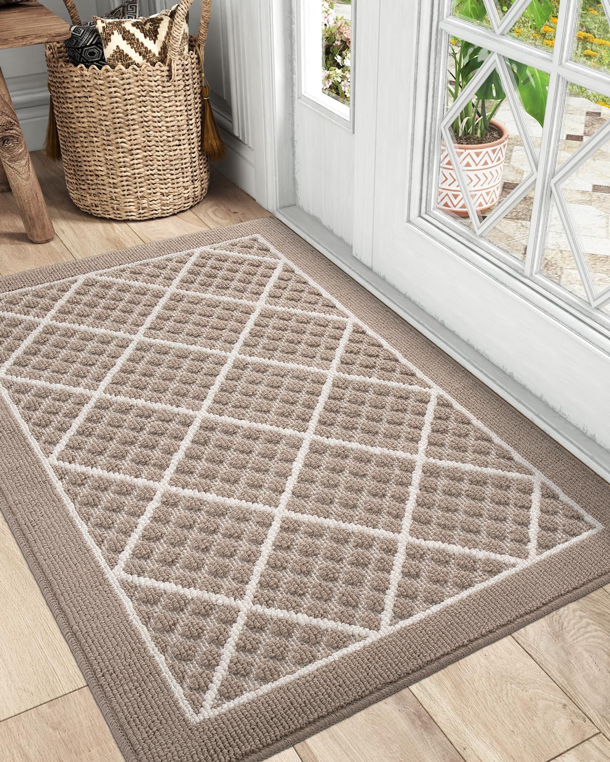 DEXI Front Door Mat Indoor Entryway 24x36 Inside Entrance Doormat Green