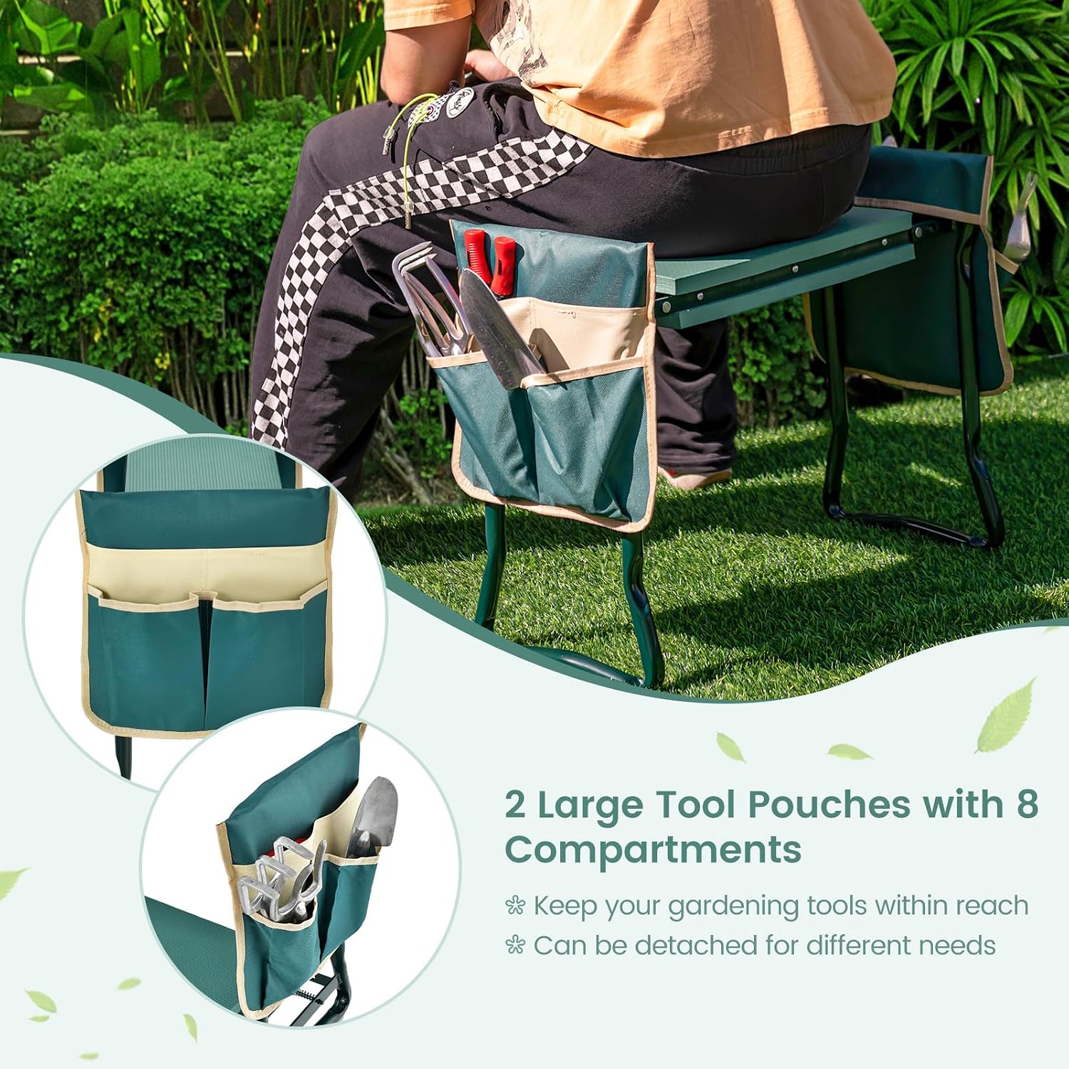 Goplus Garden Kneeler and Seat, Foldable Garden Bench for Kneeling & Sitting, Widened 8" EVA Soft Foam Pad