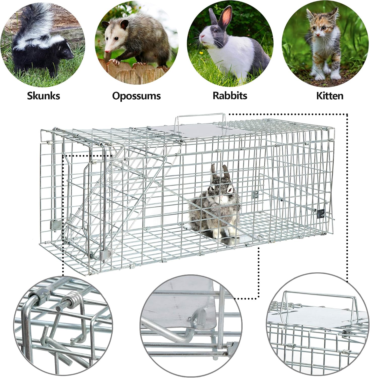 ANT MARCH Live Animal Cage Trap 24" Steel Humane Release Rodent Cage