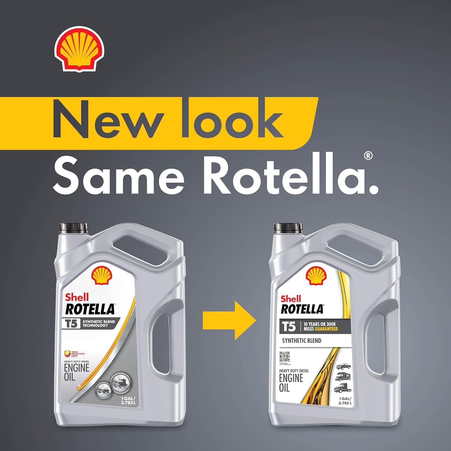 Shell Rotella T5 Synthetic Blend 15W-40 Diesel Engine Oil, 1 Gallon (3 Pack)