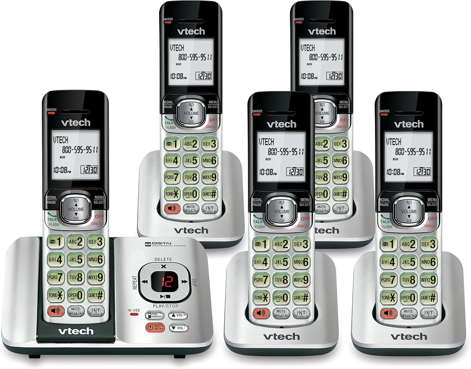 VTech CS6719-2 2-Handset Cordless Phone with Caller ID/Call Waiting, Handset Intercom & Backlit Display/Keypad, Silver