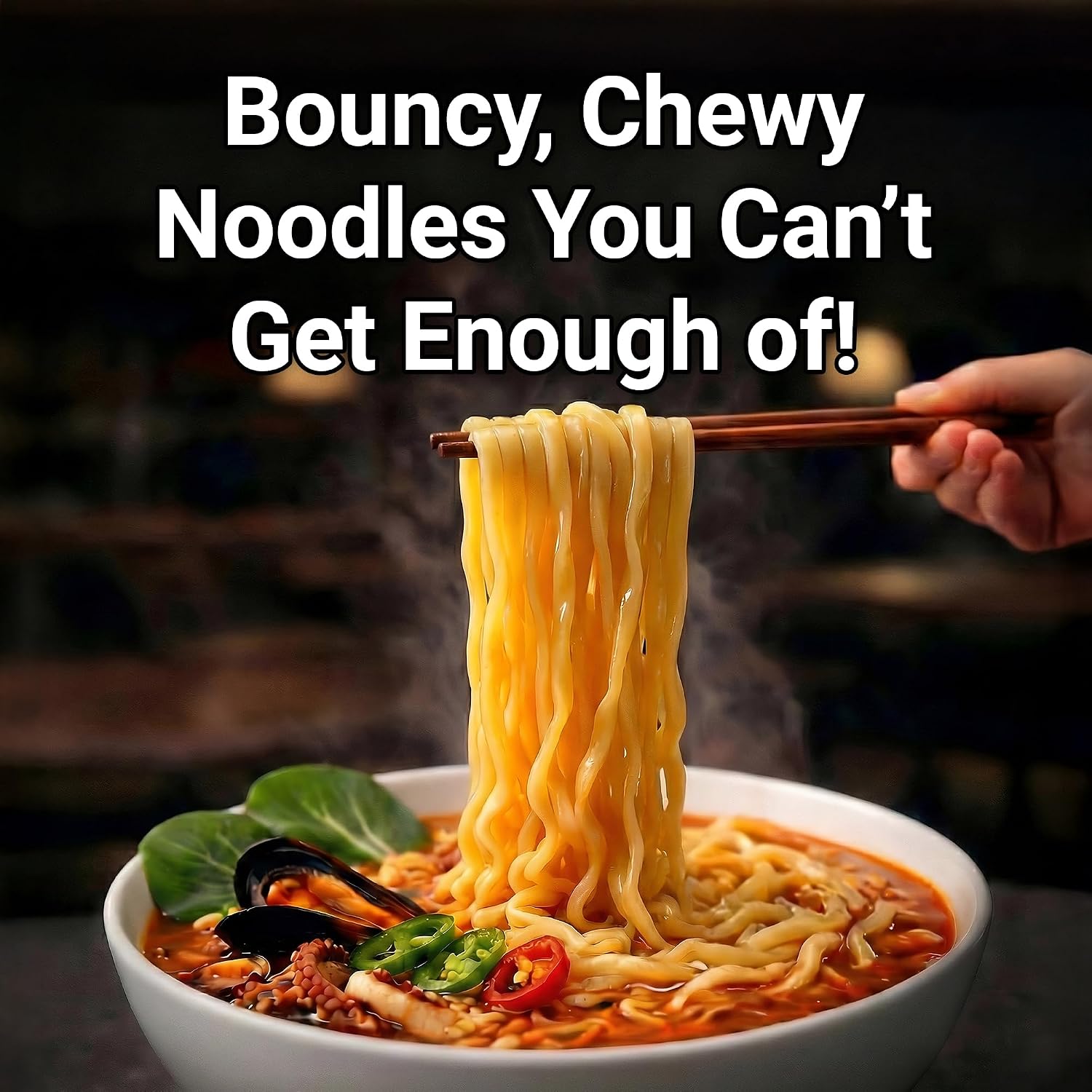 Nongshim Champong Noodle Soup, Smoky Spicy Seafood Korean Ramen, 4 Pack | Spicy seafood instant ramen with cuttlefish, mussel, scallop