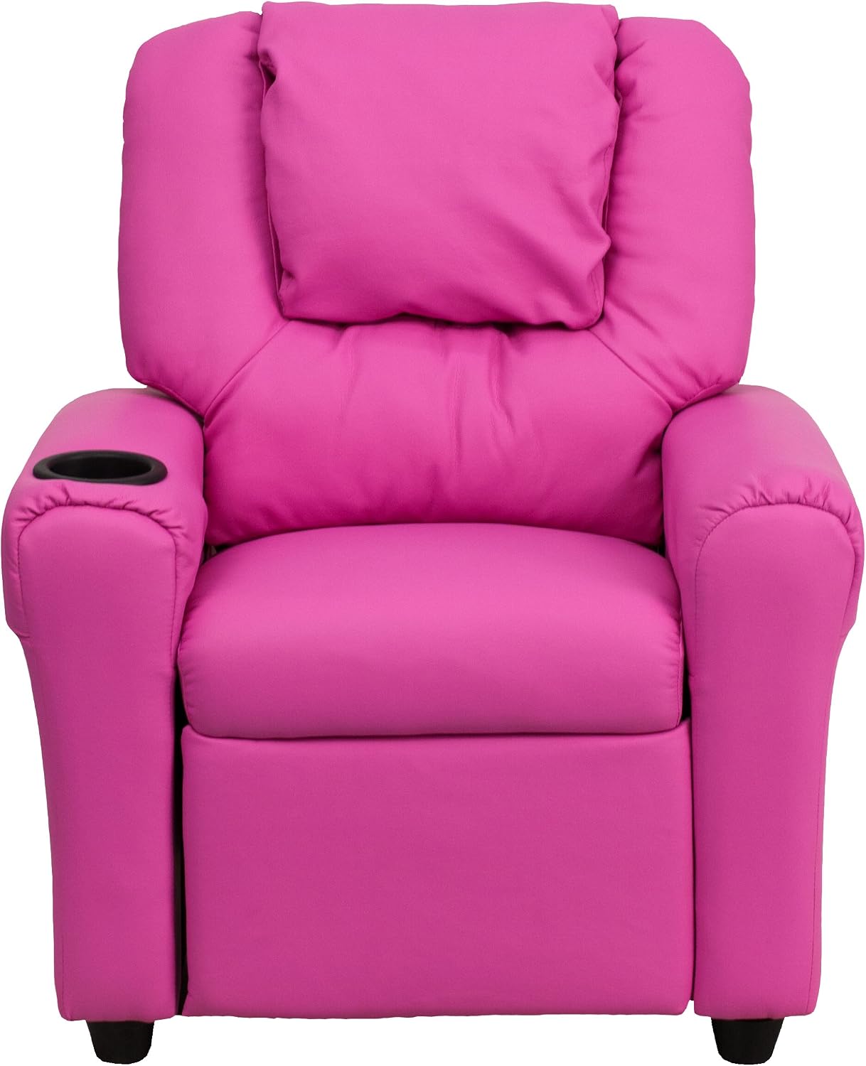 Flash Furniture Vana LeatherSoft Kids Recliner with Cup Holder, Headrest, and Safety Recline, Contemporary Reclining Chair for Kids, Supports up to 90 lbs., Brown | Manual Recline, Padded Seat and Back, Child-Friendly Design, Safety Recline Feature