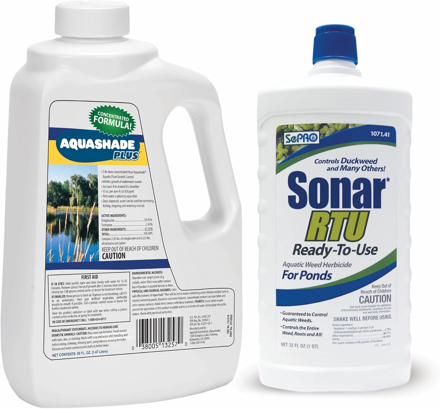 Season-Long Pond Protection Plan – Enhances Visual Appearance, Lasting Weed Control & Growth Prevention (Aquashade Plus + Sonar RTU)