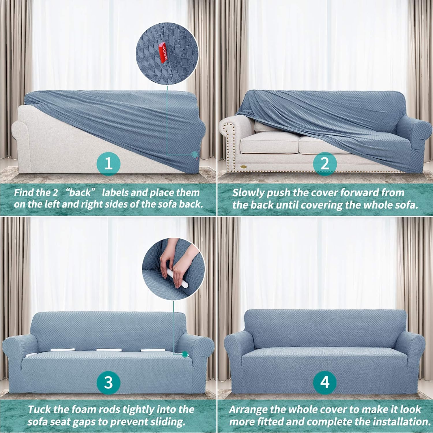 YEMYHOM Couch Cover Latest Jacquard Design High Stretch Sofa Covers for 2 Cushion Couch