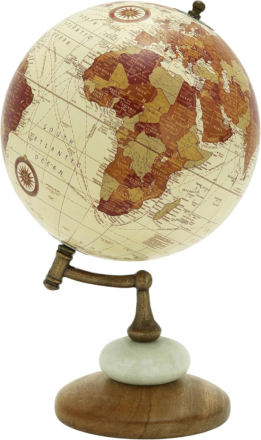 Deco 79 Contemporary Mango Wood Globe Globe, 8" x 8" x 14", Cream
