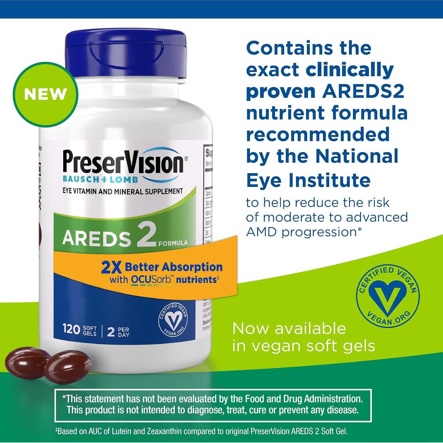 PreserVision AREDS 2 Eye Vitamins, #1 Eye Doctor Recommended Brand, Lutein and Zeaxanthin Supplement with Vitamin C, Vitamin E, Zinc, and Copper, 120 Softgels (Minigels)