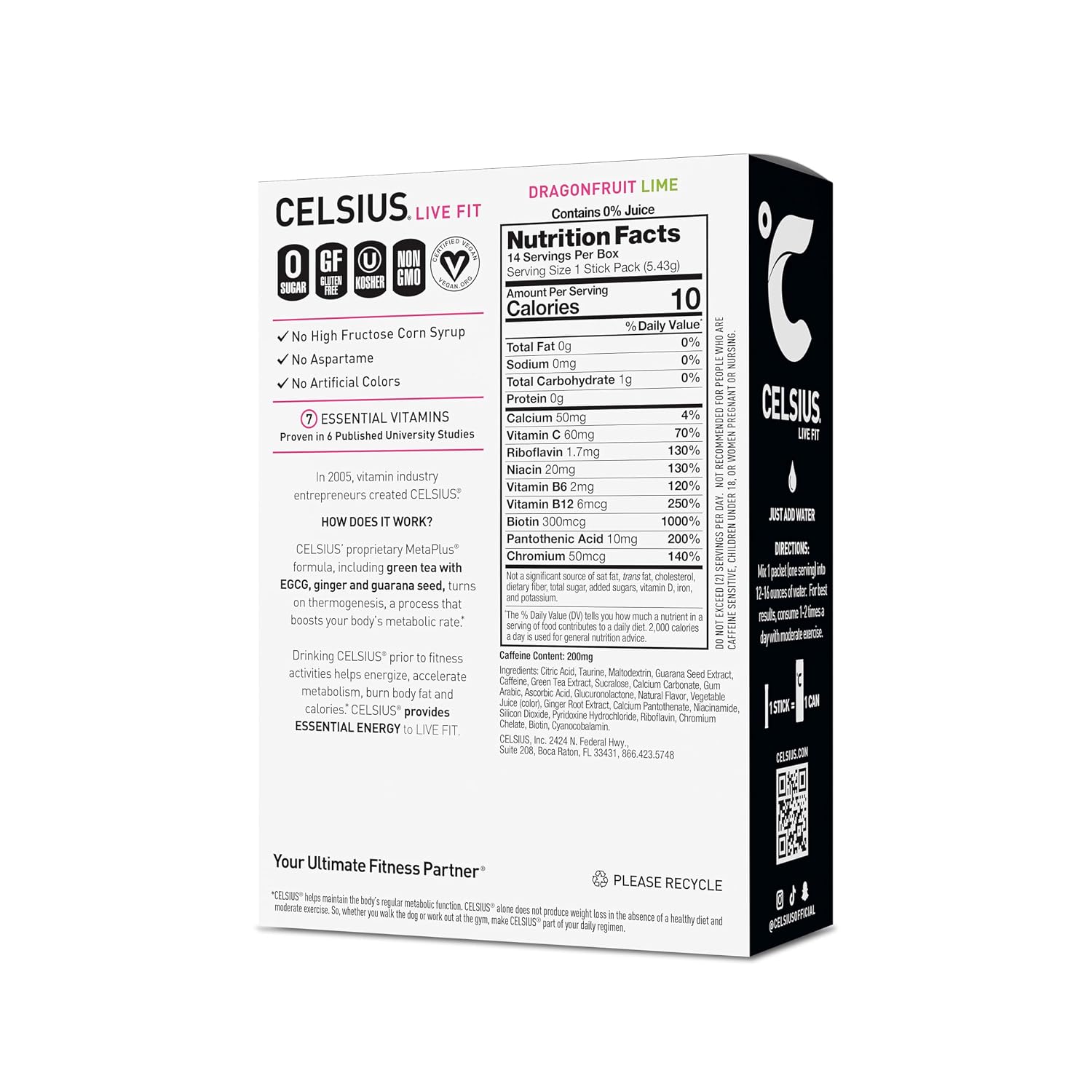 CELSIUS On-The-Go Powder Stick Packs, Zero Sugar (14 Sticks per Pack)
