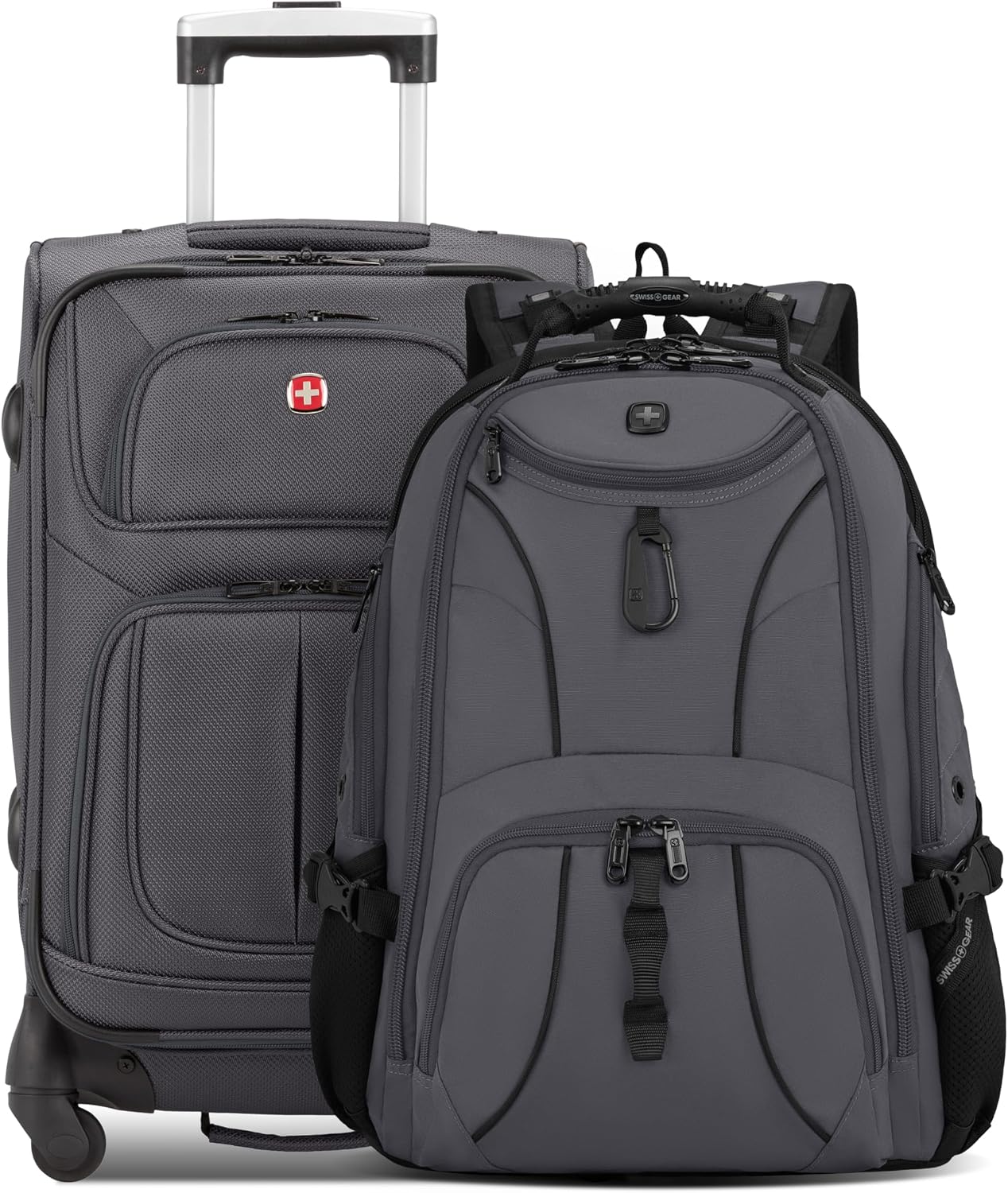 SWISSGEAR Sion Carry-On Spinner Luggage, Softside Expandable, Lightweight Suitcase, Dark Grey, 22.75-Inch