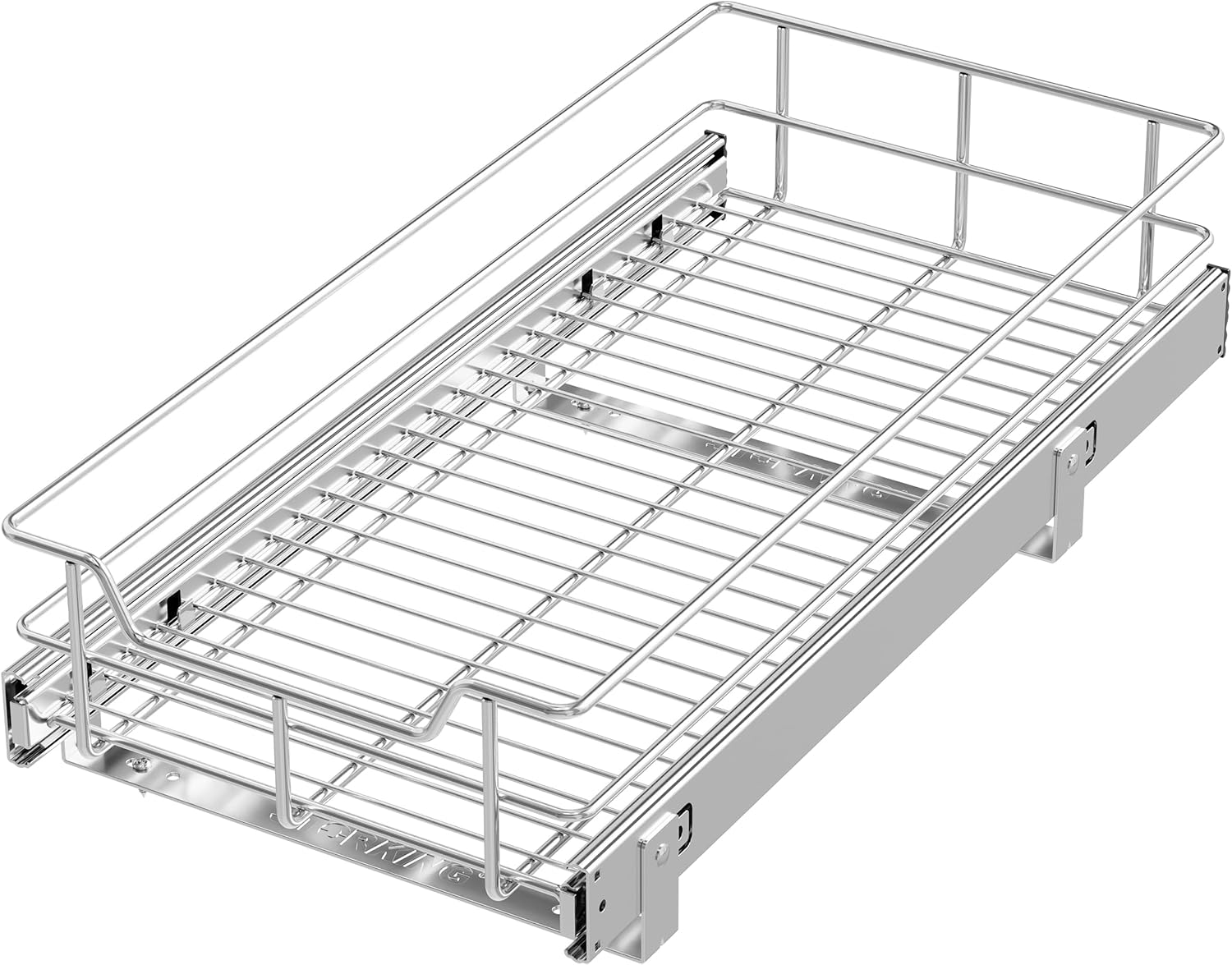2 Tier Pull Out Cabinet Organizer 11" W X 22" D, Chromed, Full Slide Out