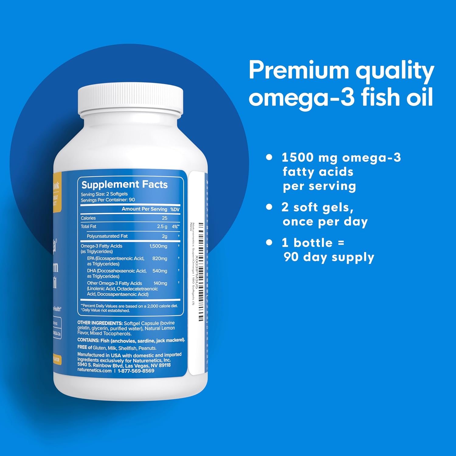 SuperiOmega rTG Triglyceride Form Omega 3 Fish Oil 1500mg EPA DHA 180ct | Re-Esterified Omega-3 Supplement for Women & Men