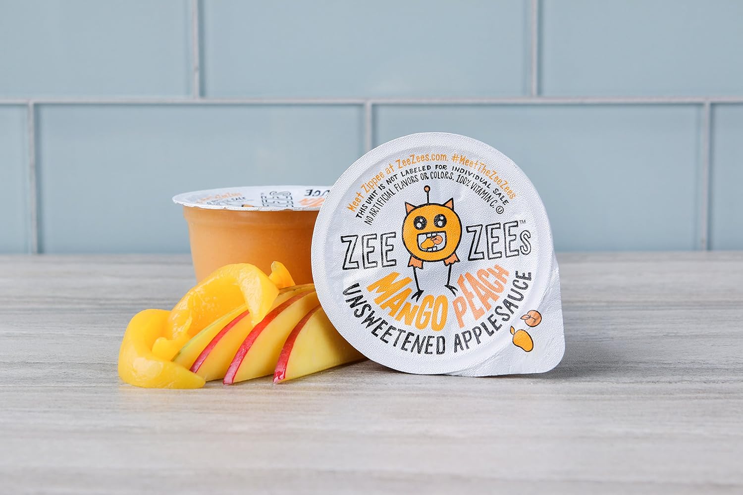 Zee Zees Mango Peach Applesauce Cups, Unsweetened, All Natural, No Sugar Added, 4 oz Cups, 24 pack