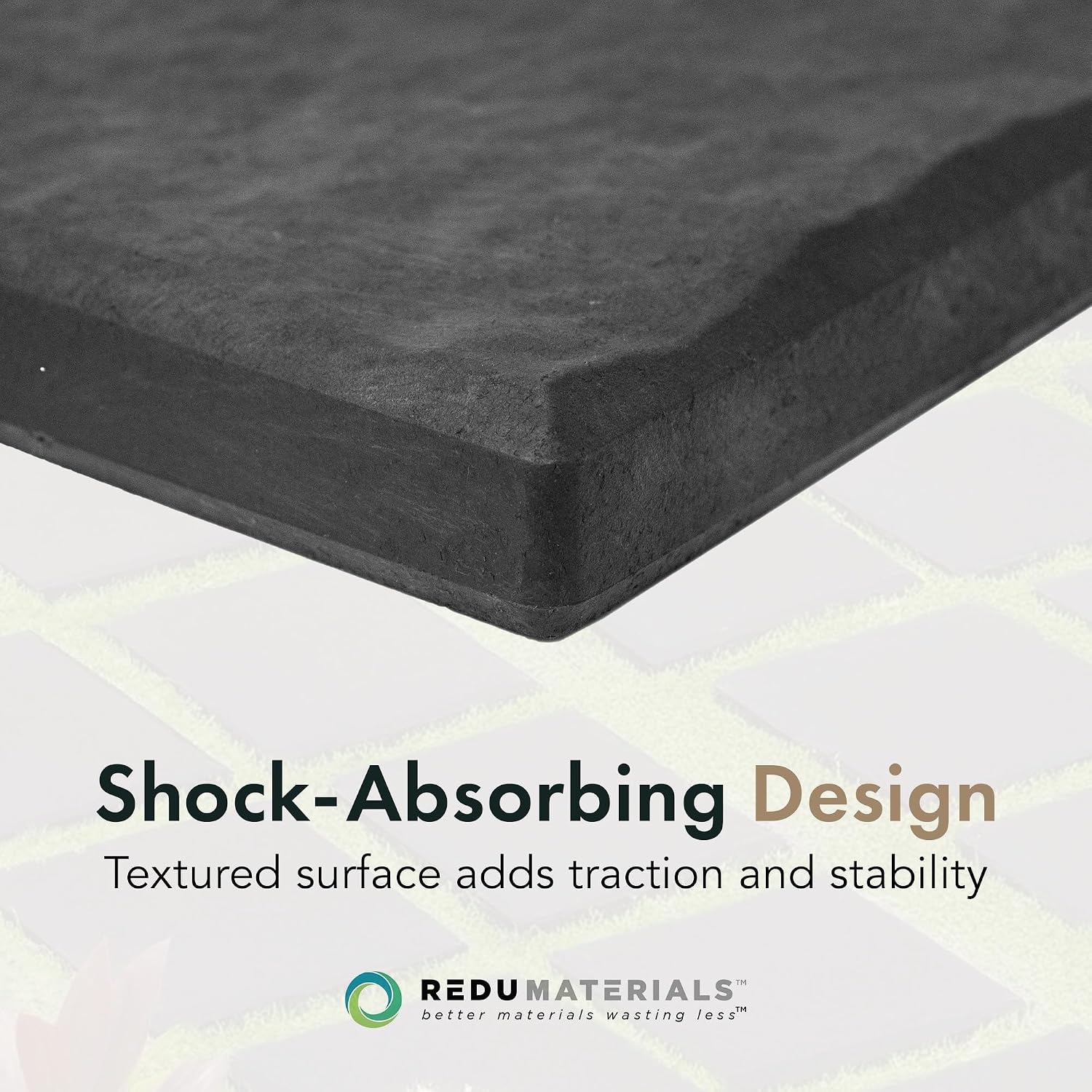 TierraVerde Faux Stone Square Stomp Stones, 12"x12", Black, 10-Pack | Durable Rubber Stepping Stones for Landscaping, Gardening & Walkways