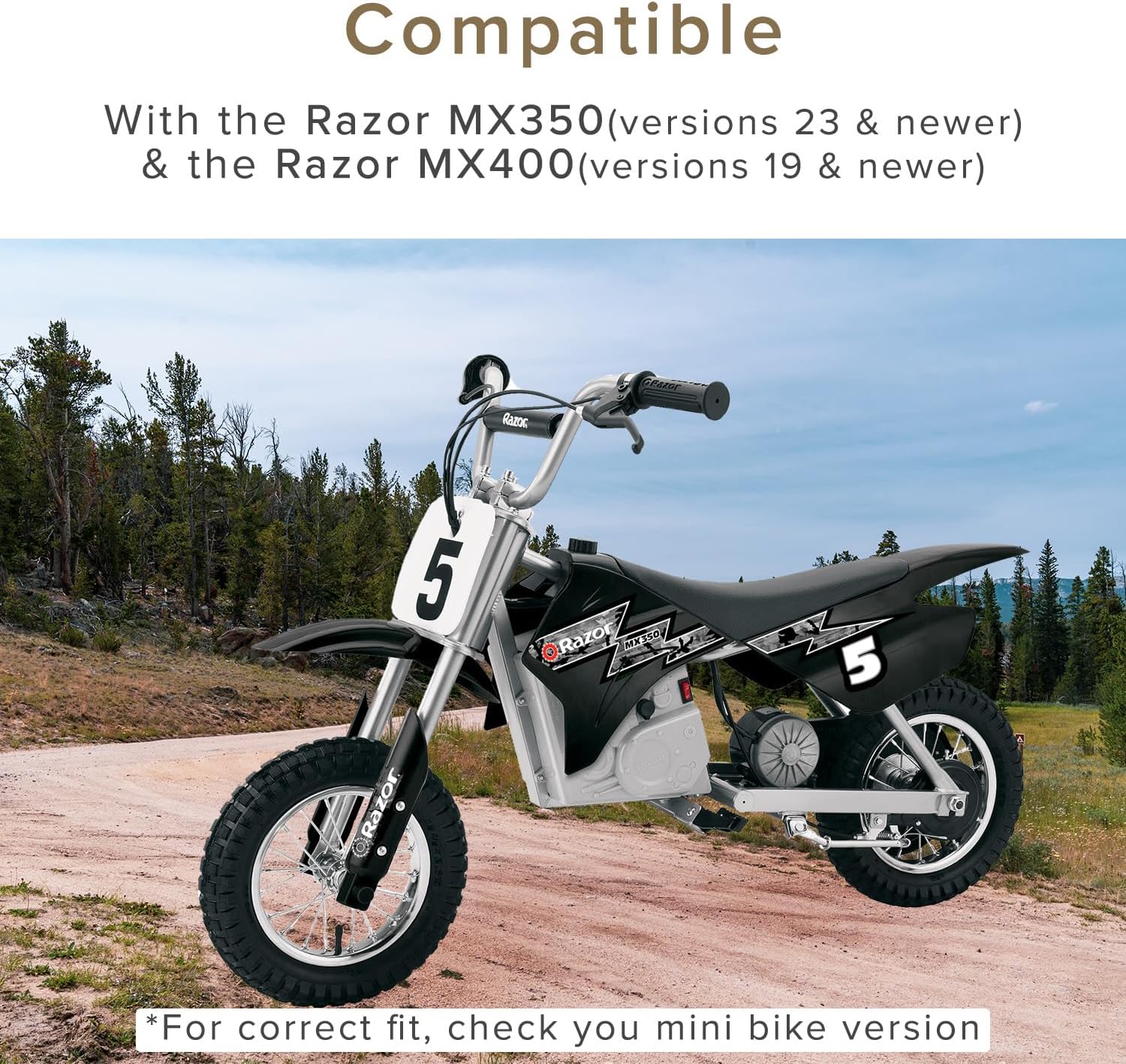 AlveyTech Rear Wheel Assembly for Razor MX350 (Versions 23+) and MX400 (Versions 19+) Dirt Rocket Bikes - Replacement Wheels with 12-1/2"x2.75 Tire