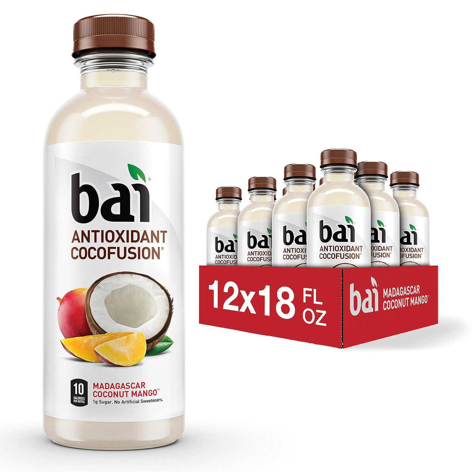 Bai Coconut Flavored Water Puna Coconut Pineapple, Antioxidant Infused, Coconut Pineapple Flavored Water Drink, 18 Fluid Ounce Bottles, 6 Count