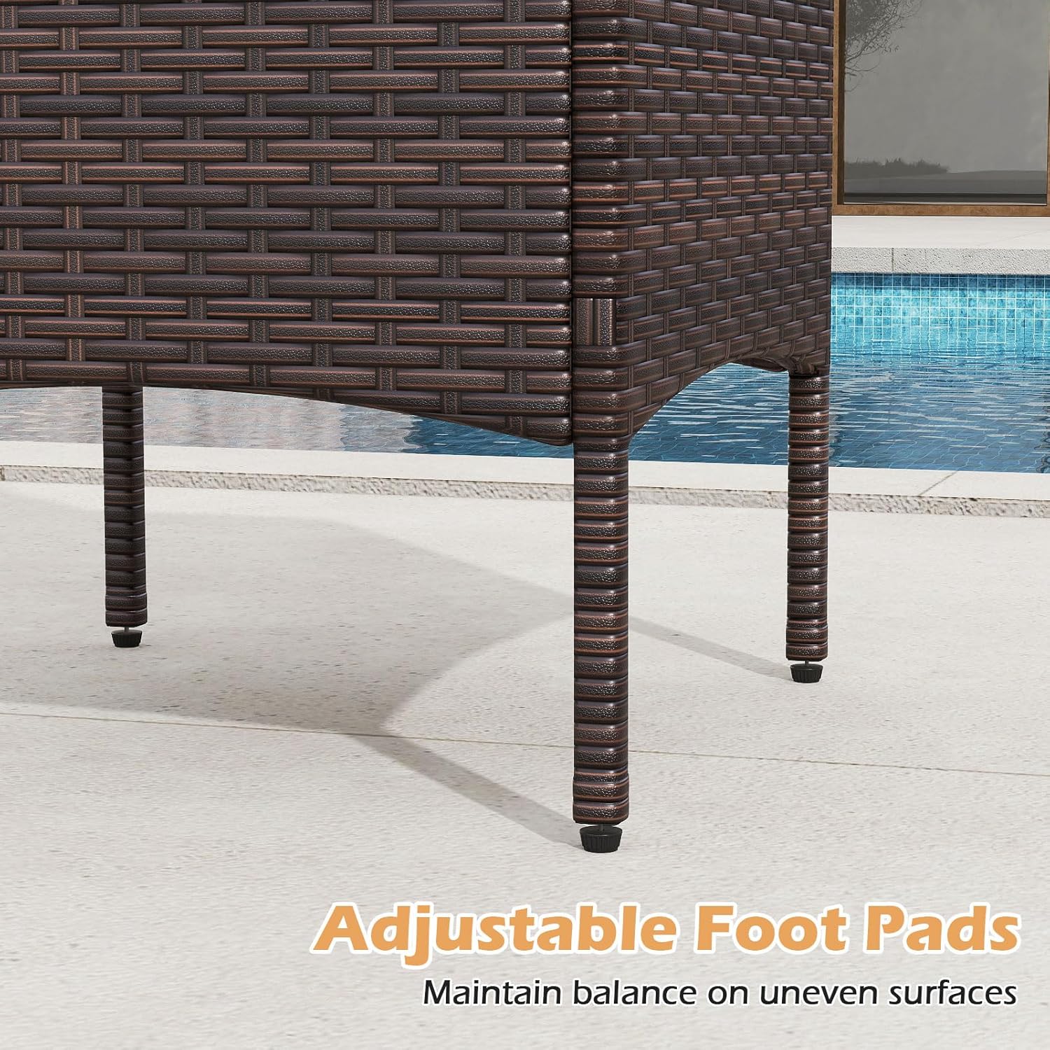 Tangkula 3 Piece Outdoor Patio Furniture Set, Wicker Chairs Set with Glass Top Coffee Table, Thick Cushions
