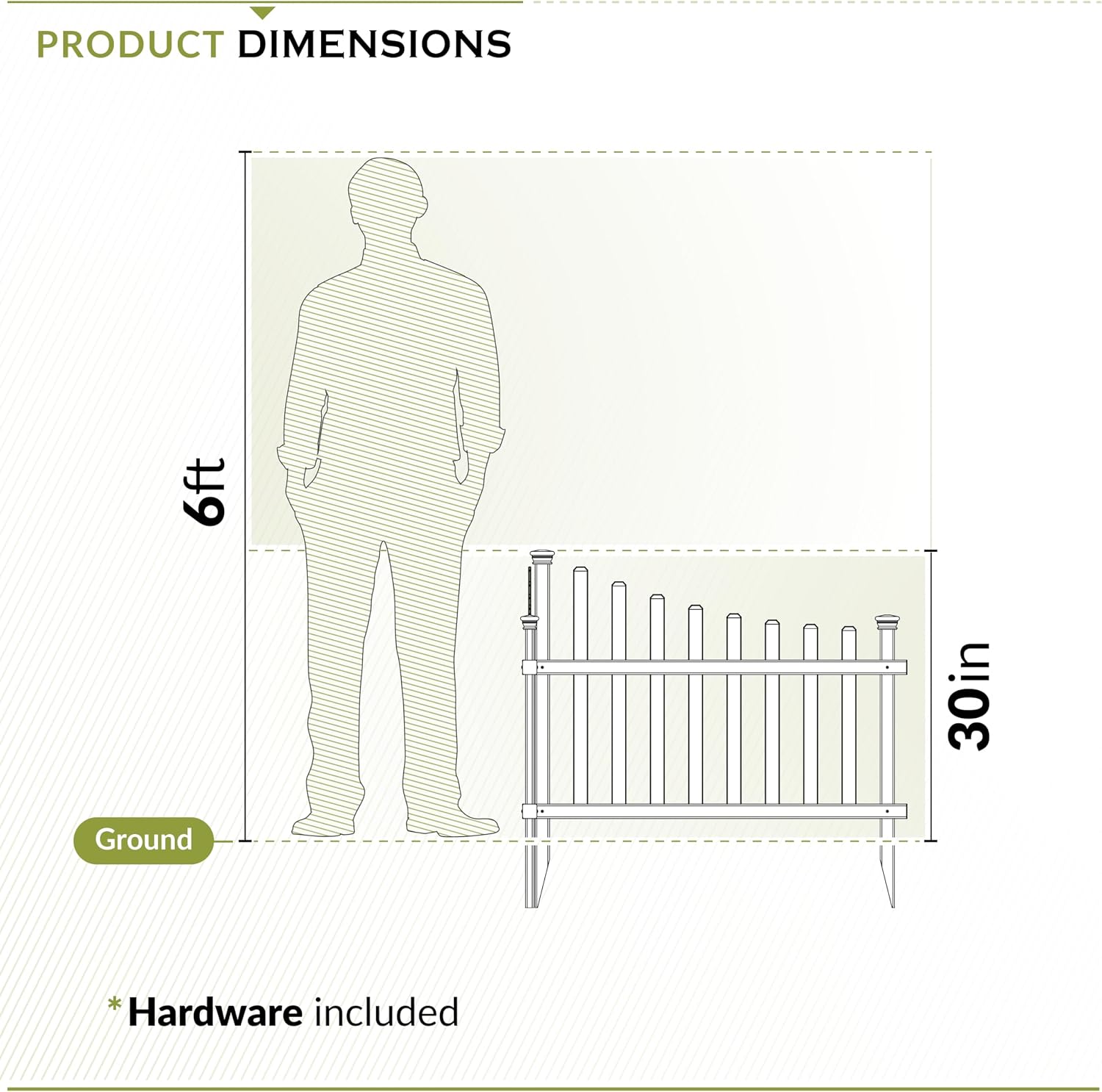 Zippity Ashley Corner Picket Fence, White Vinyl DIY No Dig Kit | 30inH x 40inW, 2 Panels, Garden Border Fencing, ZP19007
