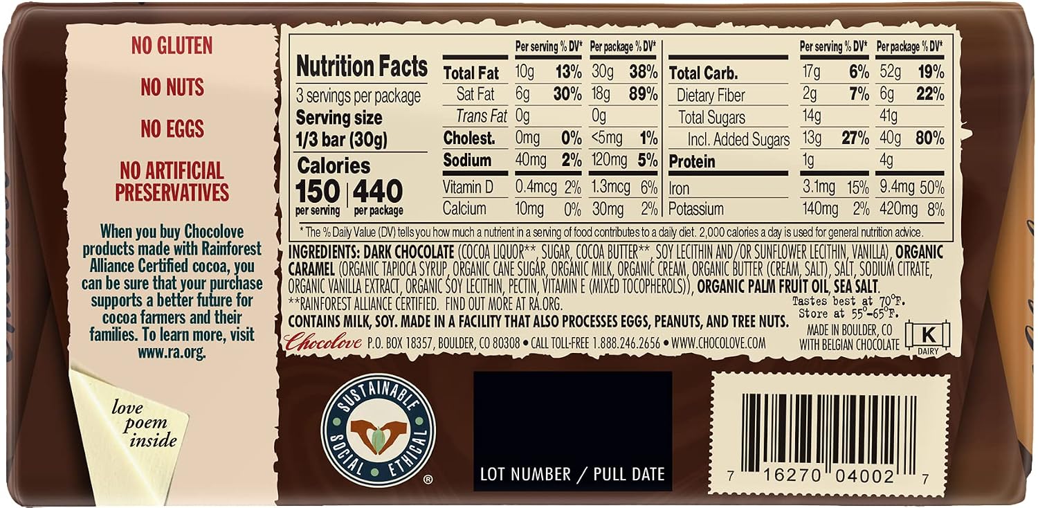 Chocolove Almonds and Sea Salt in Dark Chocolate, 3.2 oz
