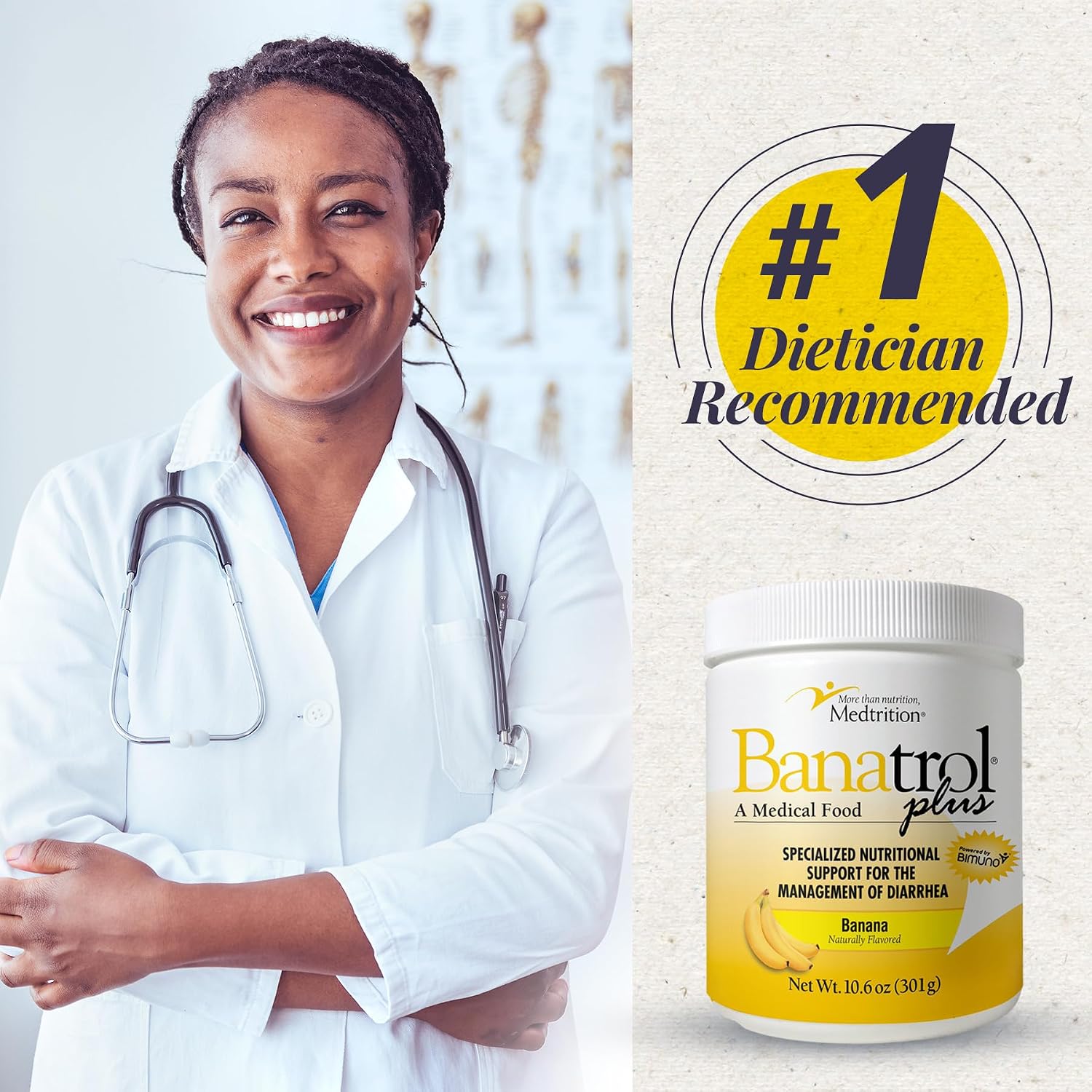 Medtrition Banatrol® Natural Anti-Diarrheal with Prebiotics, Relief from Chronic Diarrhea, IBS, Recurring Diarrhea, Clinically Supported Medical Food, Non-Constipating, 75 Servings (Pineapple)
