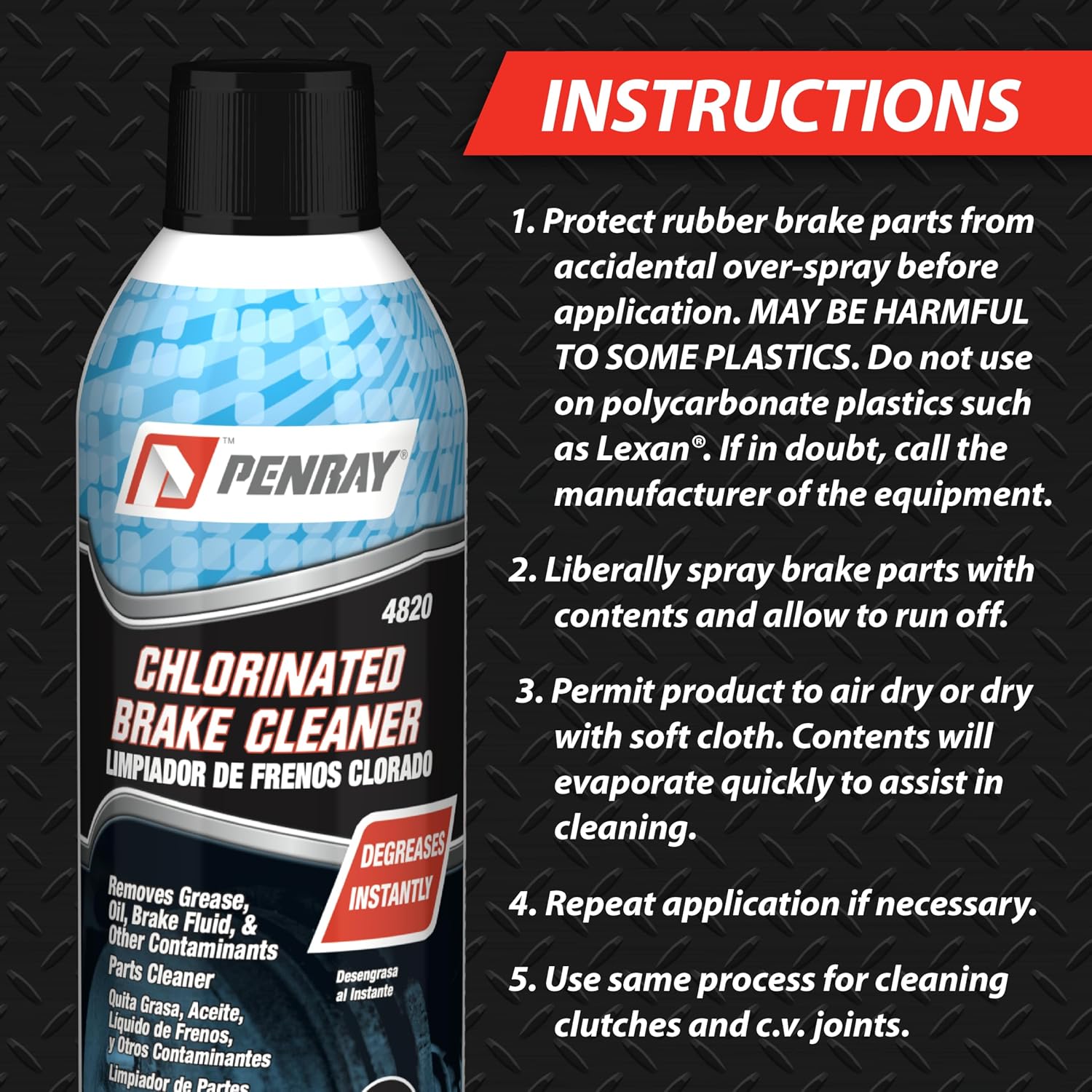 Penray 4820-12PK Chlorinated Brake Cleaner - 19-Ounce Aerosol Can, Case of 12