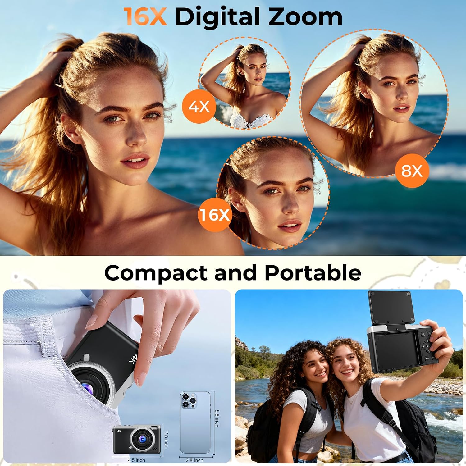 MaxMango Digital Camera, 64MP & 2.4'' Vlogging Camera for Beginners