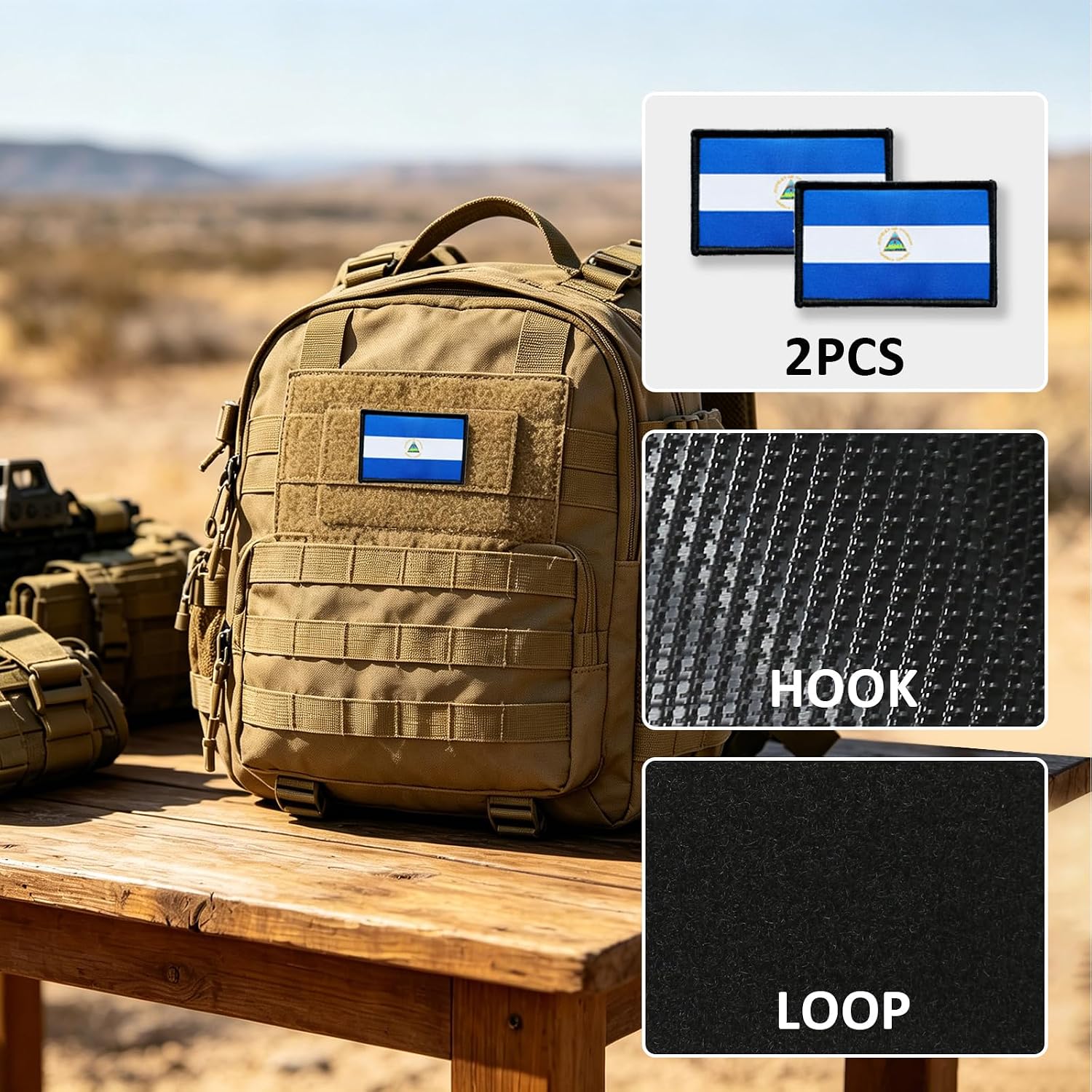 2 Pack Nicaragua Flags Patch Nicaraguans Flag Patches Patriotic Military Team Tactical Patch 3×2 Inch