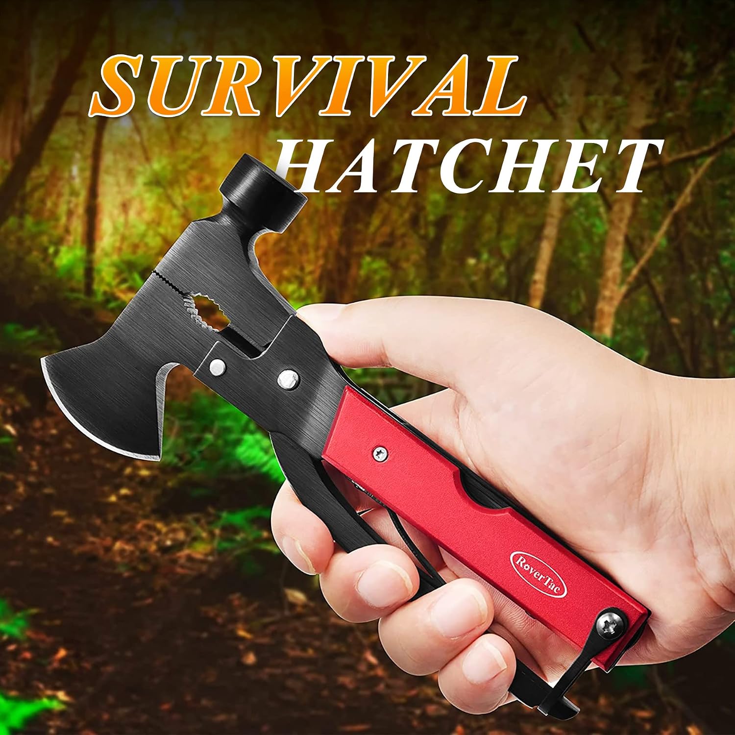 14-in-1 Multitool Camping Axe Hatchet – Essential Camping Gear with Knife, Hammer, Saw, Bottle Opener