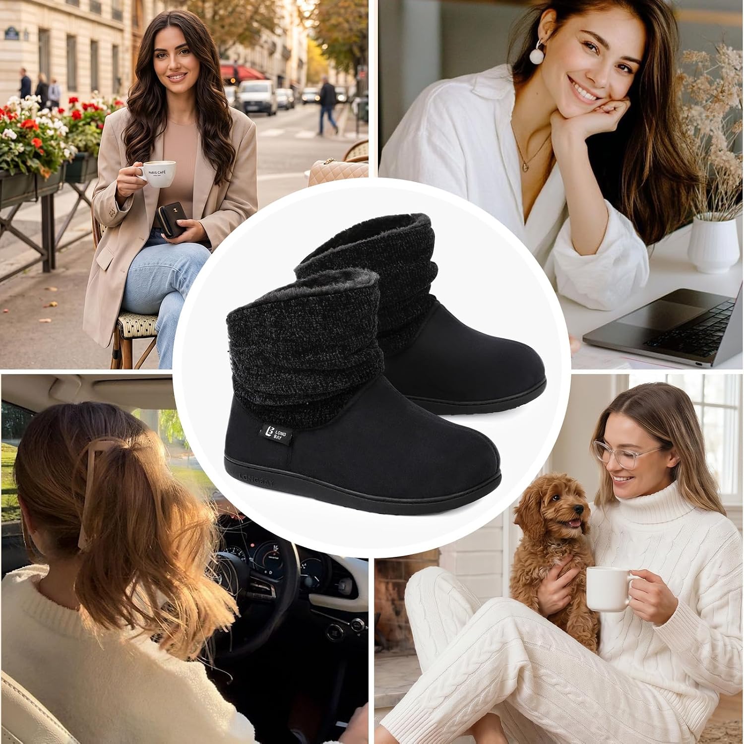 LongBay Slippers Boots for Women Warm Winter Fuzzy Bootie House Shoes Gifts