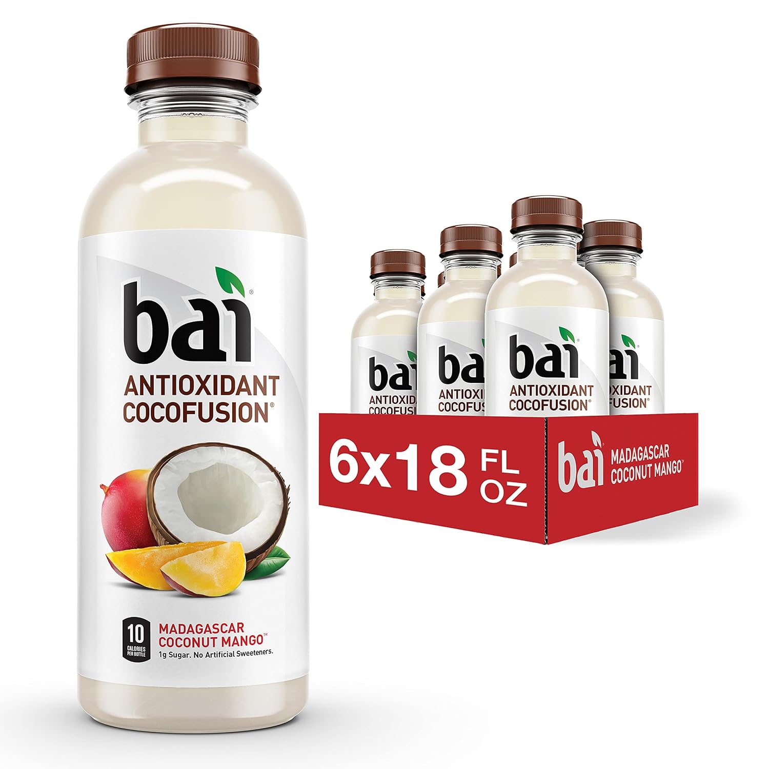 Bai Coconut Flavored Water Puna Coconut Pineapple, Antioxidant Infused, Coconut Pineapple Flavored Water Drink, 18 Fluid Ounce Bottles, 6 Count