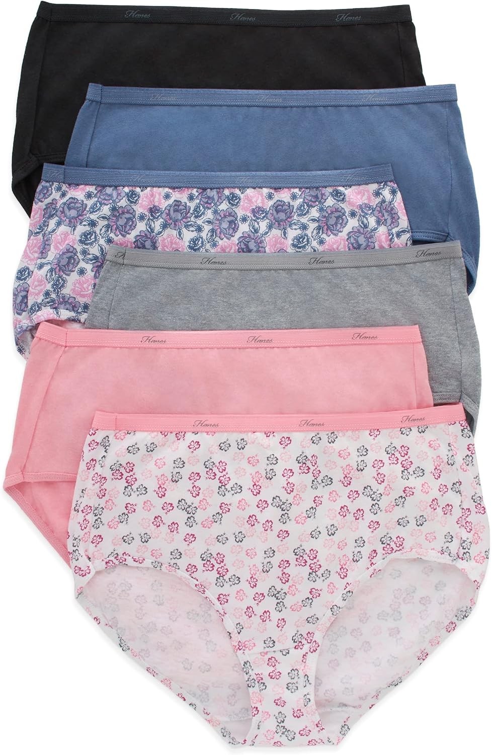 Hanes women's Hi-Cut Panties Pack, Lightweight Cotton Hi-Cuts, 6-Pack (Retired, Colors May Vary)