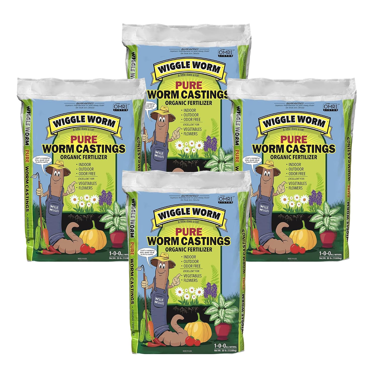 Wiggle Worm 100% Pure Organic Worm Casting Fertilizer, 30lb | Mineral-Dense Formula Improves Soil Fertility, Aeration & Healthy Root Growth for Houseplants & Vegetables