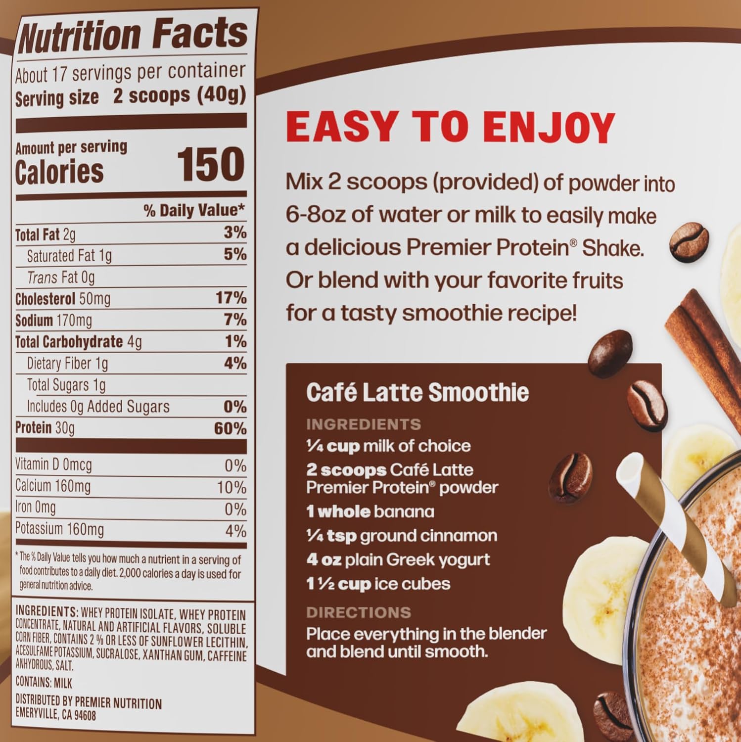 Premier Protein 30g High Protein Powder, 100% Whey, Chocolate, 17 Servings | No Added Sugar, Supports Muscle Health, Soy & Gluten-Free, 1.44 lb