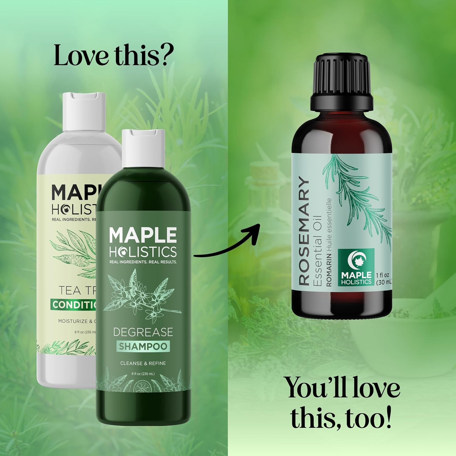 Sulfate Free Shampoo and Conditioner Set - Tea Tree Sage and Rosemary Shampoo and Conditioner for Dry Flaky Scalp Care - Deep Cleansing Color Safe Shampoo and Conditioner for Damaged Dry Hair Care