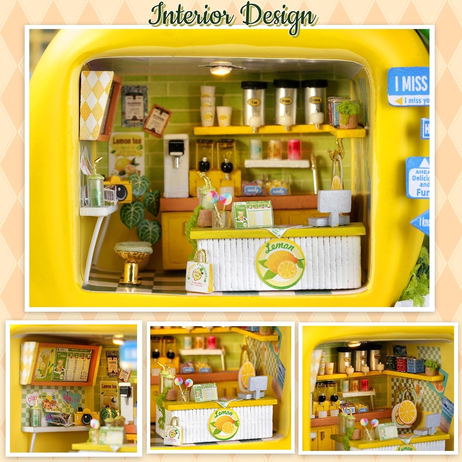 DIY Miniature Dollhouse Kit with Furniture Plus Dust Proof | 1:24 Scale Creative Room Mini Wooden Doll House Accessories for Kids Teens Adults Aged 14+(Beach Cottage)