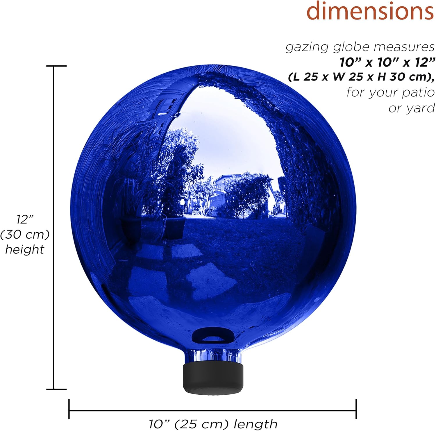 Alpine Corporation | 10" Indoor/Outdoor Glass Gazing Globe — Festive Garden & Yard Décor Accent — Blue