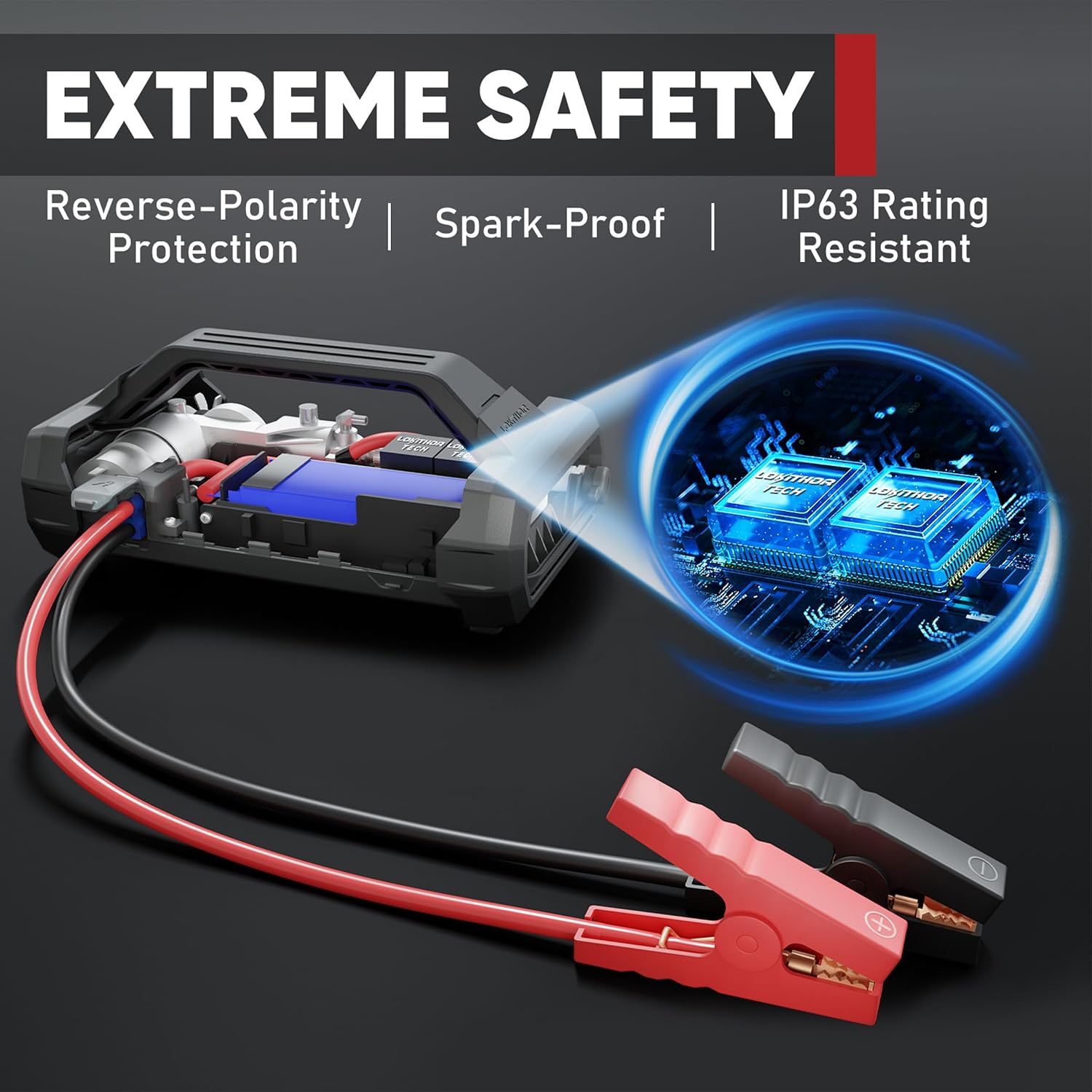 LOKITHOR JA400 Jump Starter with Air Compressor(7.5L Gas & 5.5L Diesel) | 1750A 12V Portable Jumper Box | 150PS 40LPM Tire Inflator, Digital Display