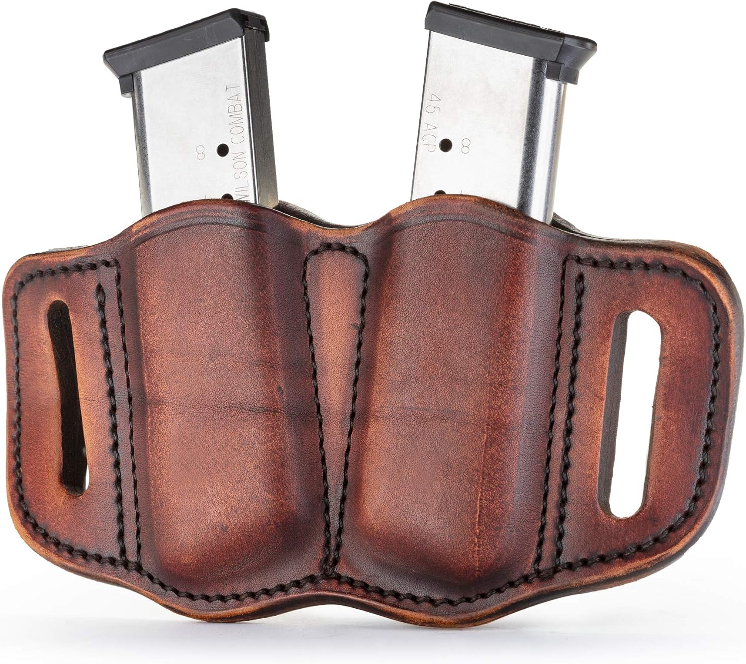 1791 Gunleather Double Mag Pouch, Single Stack 9mm, 40, 45 Magazine Holder | Double magazine pouch fits most 1911 single stack mags, handcrafted with 100% American steerhide leather