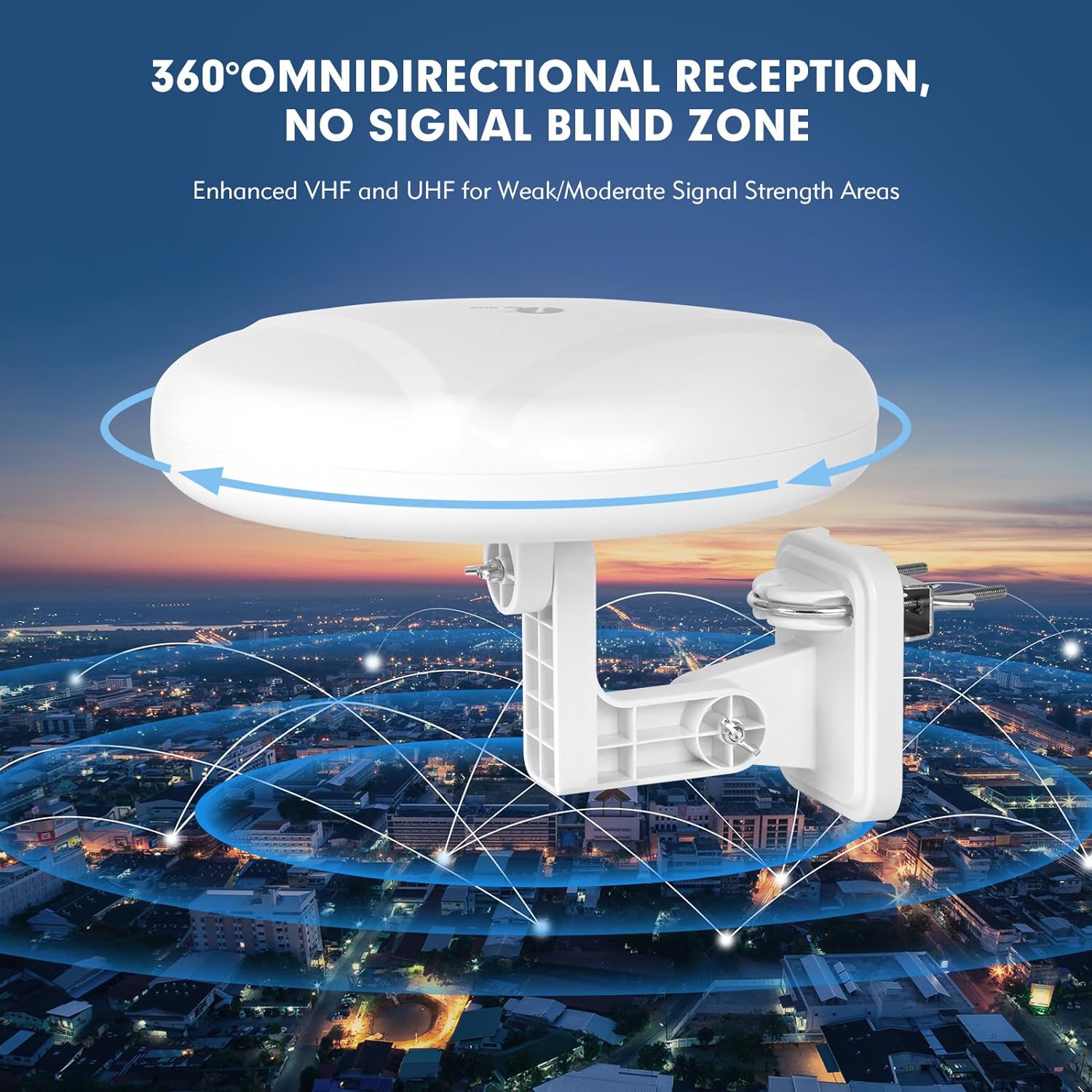 1byone Outdoor TV Antenna, 360°Omni-Directional Reception, 100+ Miles Range