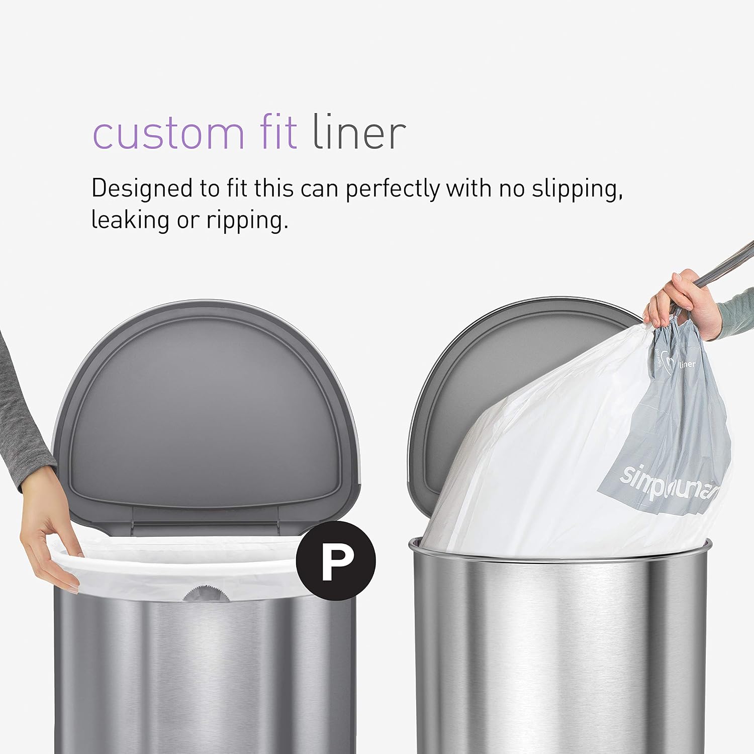 simplehuman 45 Liter / 12 Gallon Semi-Round Automatic Sensor Trash Can, Brushed Stainless Steel