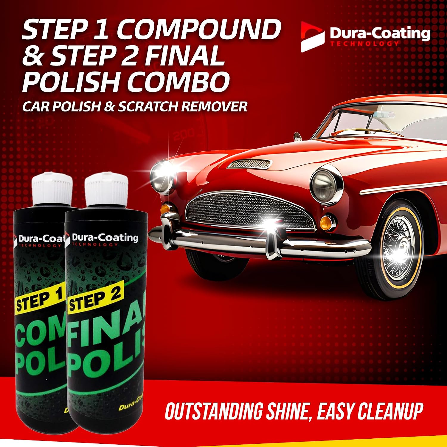 Dura-Coating Total Polish Package - Complete Car Care Polishing Set- 16 oz Blue Premium Metal Polish, Step 1 Compound, Step 2 Final Polish