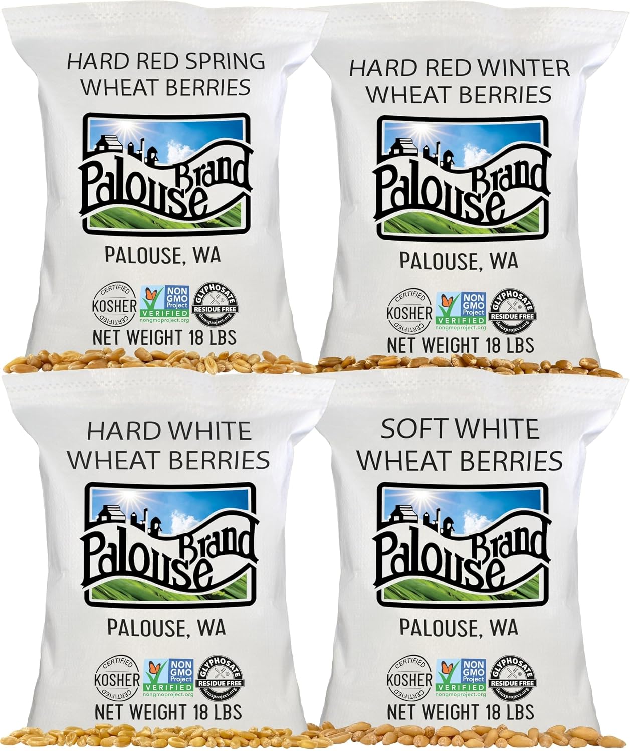 Palouse Brand Certified Glyphosate Residue Free Hard White Wheat Berries | 5 LBS | Non-GMO Project Verified | Kosher