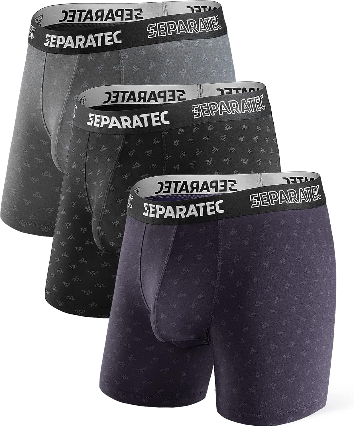 Separatec Men's Dual Pouch Underwear Comfort Soft Premium Cotton Modal Blend Boxer Briefs 3 Pack