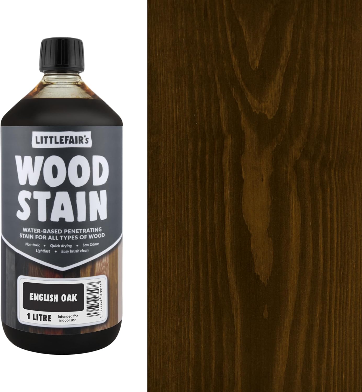 Littlefair's Wood Stain Water Based - 8.5oz/250ml - Indoor Furniture Stain Light & Dark Finishes - Special Non Toxic & Eco Friendly Formula - Wood Stain for Crafts - Color: Antique Stripped Pine