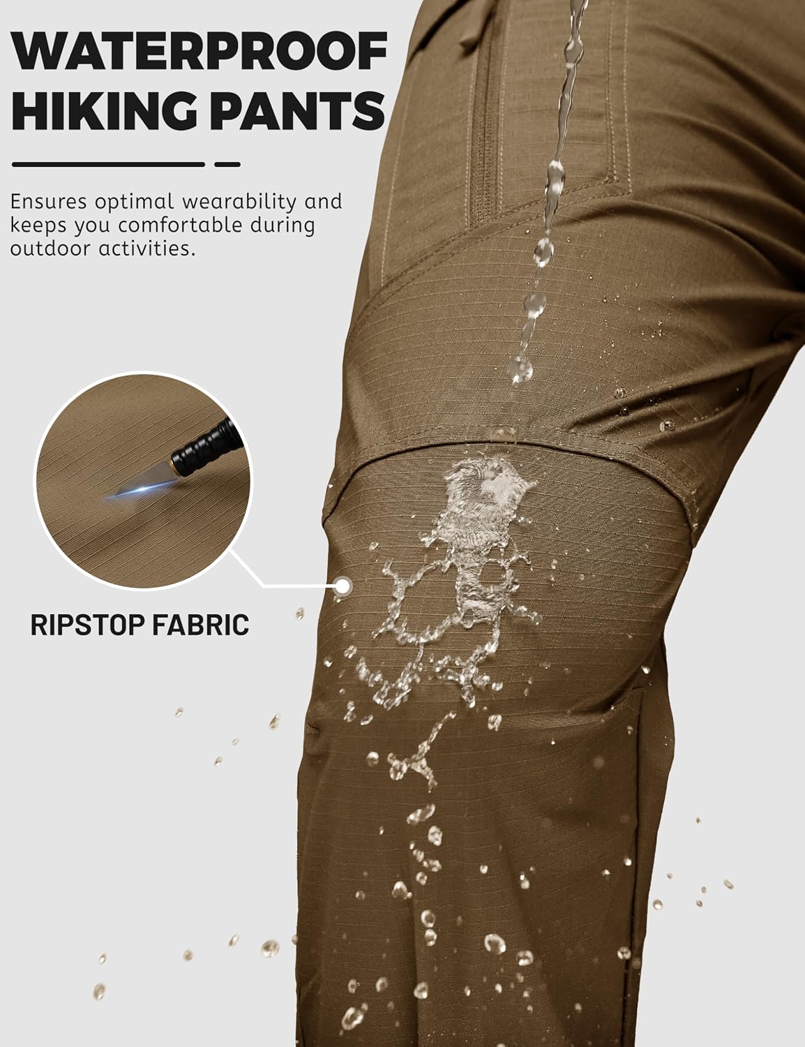 TACVASEN Men's Tactical Pants Waterproof Hiking Work Pants for Men Construction Stretch Cargo Trousers 9 Pockets