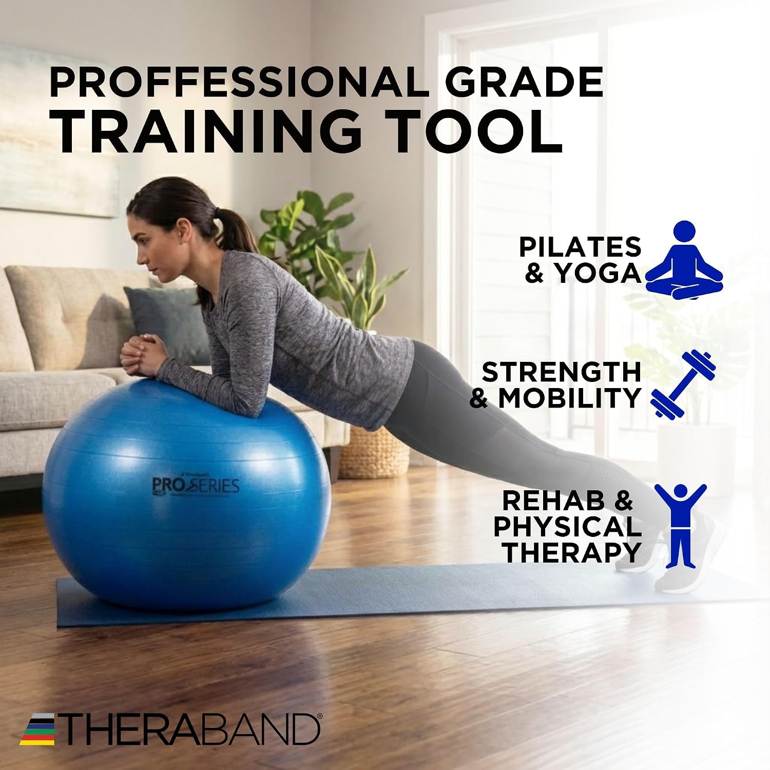 THERABAND Exercise and Stability Ball for Improved Posture, Balance, Core Fitness, Coordination and Rehab