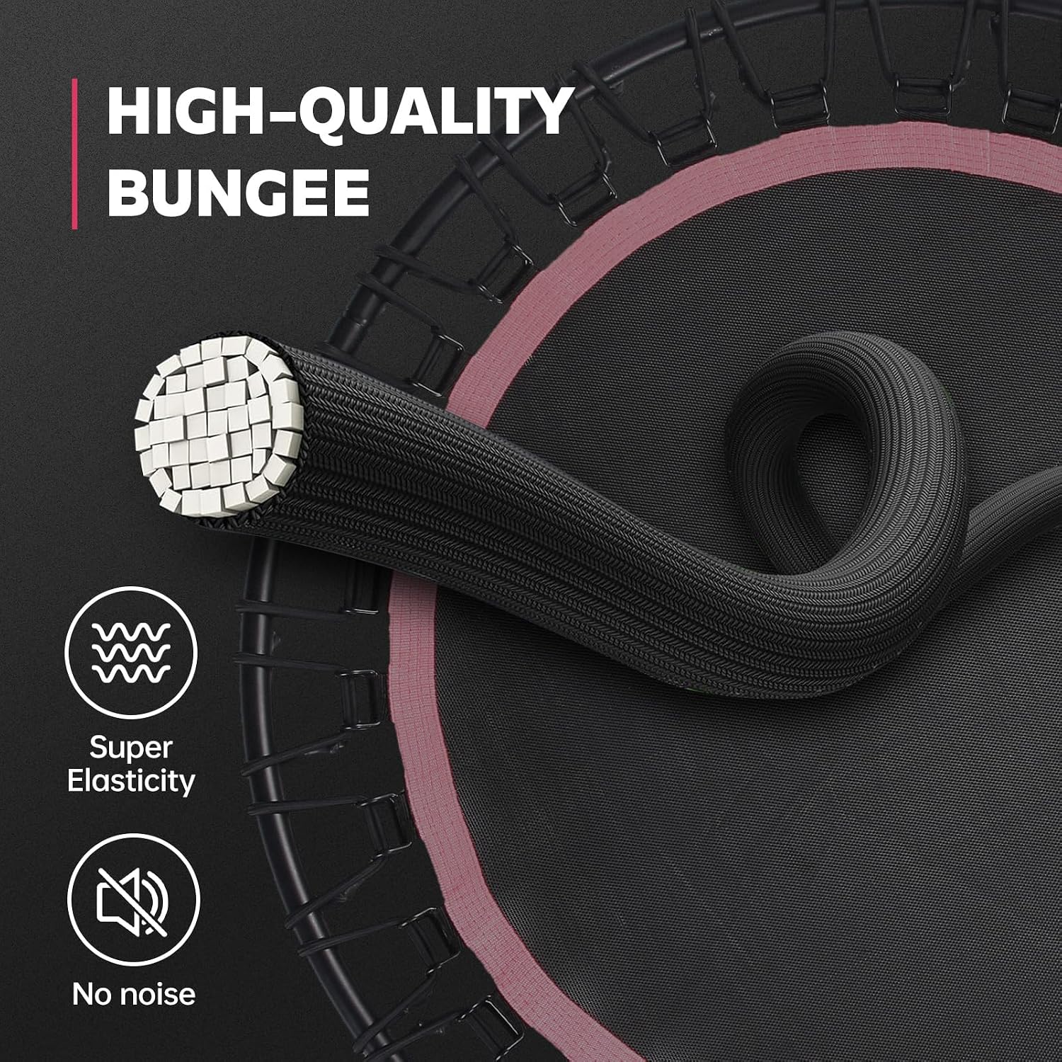 40" Mini Trampoline for Adults, Fitness Rebounder with Elastic Bands, Indoor Exercise Trampoline, Low Impact Workout Equipment for Home Gym